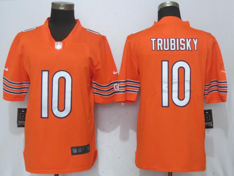 Men Chicago Bears 10 Trubisky Orange Vapor Untouchable Nike Limited Player NFL Jerseys
